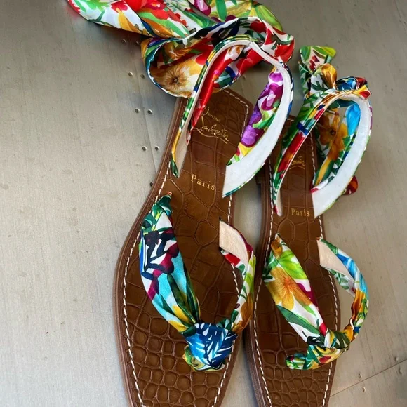 NIb christian louboutin niloofar satin sandal flat sz 37 - Picture 6 of 9